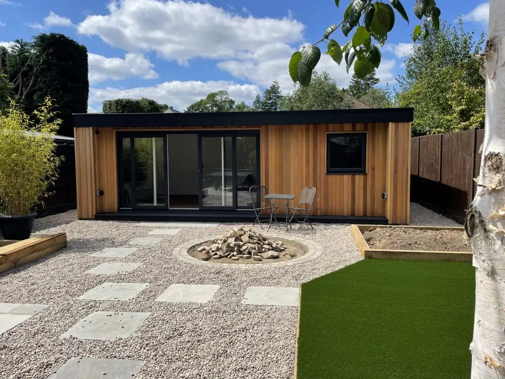 Large garden room cedar cladding watford